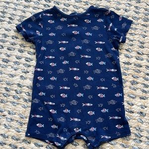 Janie and Jack Onesie • Fish Print • 12-18 M